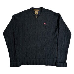 Abercrombie & Fitch Shetland Wool Cashmere Sweater Mens Size M Blue Cable Knit